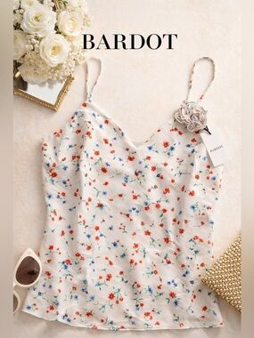 NWT Bardot Wisteria Cami Ivory Ditsy Floral Adjustable Strap Tank Top US 6